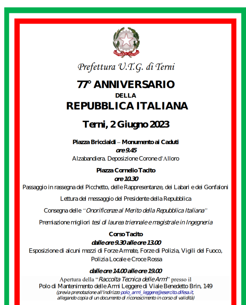 Terni Le Celebrazioni Del Giugno Anniversario Della Fondazione