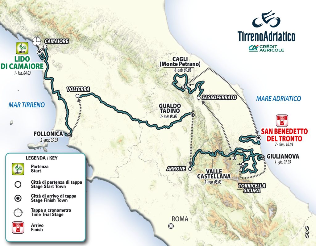 TirrenoAdriatico 2024 presentato il percorso, 4° tappa la Arrone